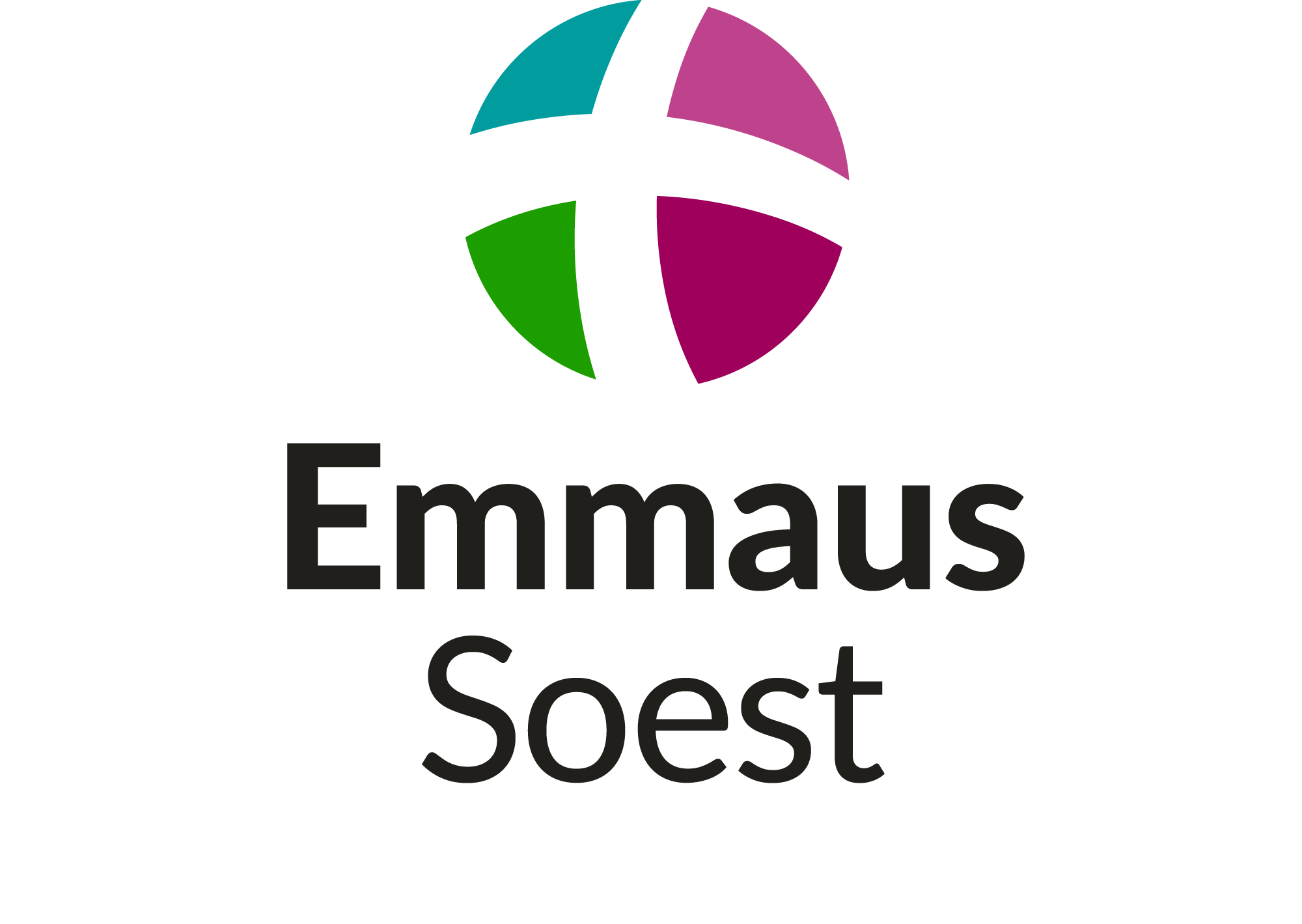 Logo mit einem bunten Kreissymbol über dem Schriftzug Emmaus Soest in fetter schwarzer Schrift auf weißem Hintergrund.